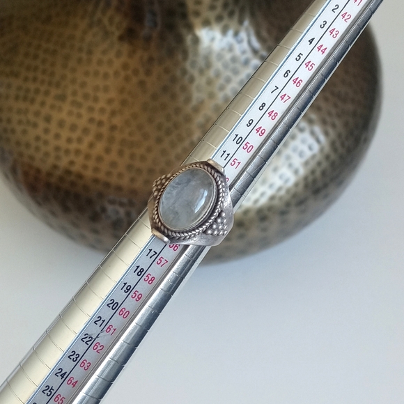 Vintage Clear White Apophyllite Stone 925 Sterling Silver Ring 6.5 - Picture 2 of 14
